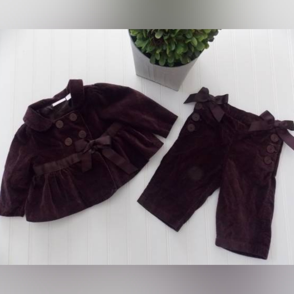 {First Impressions} Burgundy Velor Pants Suit